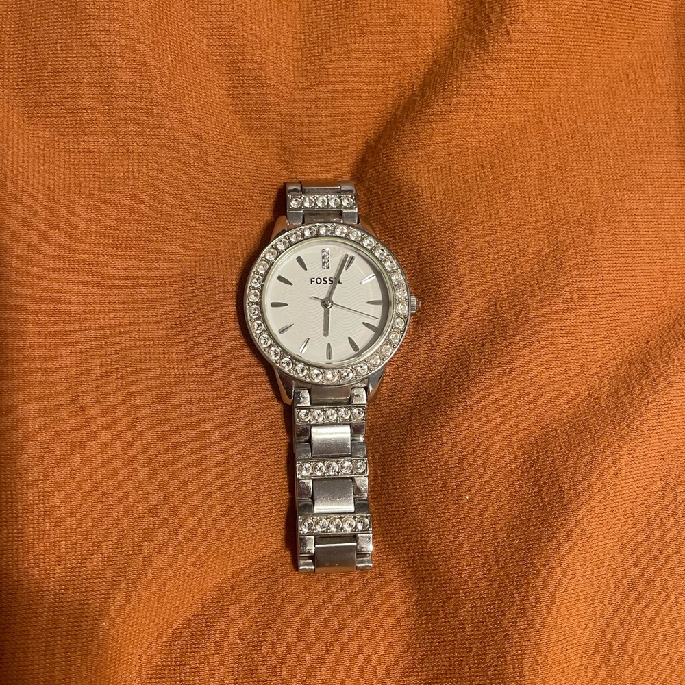 Silver fossil watch